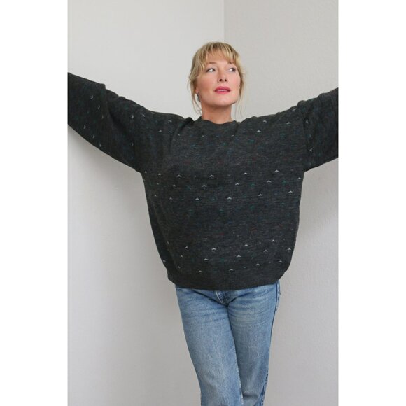1990's Oversized Charcoal Sweater // Men's Large to Extra Large ~ Women's XXL XL - Picture 6 of 8